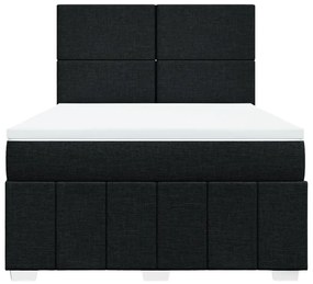 Κρεβάτι Boxspring με Στρώμα Μαύρο 160x200 εκ. Υφασμάτινο - Μαύρο