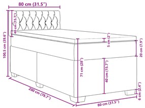 Κρεβάτι Boxspring με Στρώμα Ανοιχτό Γκρι 80x200 εκ. Υφασμάτινο - Γκρι