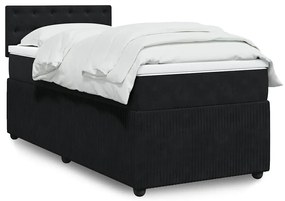 vidaXL Κρεβάτι Boxspring με Στρώμα Μαύρο 90x200 εκ. Βελούδινο