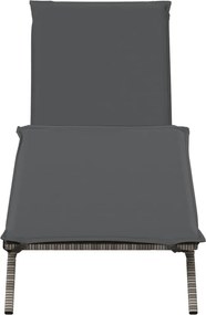 vidaXL Ξαπλώστρα με Μαξιλάρι Γκρι από Συνθετικό Ρατάν