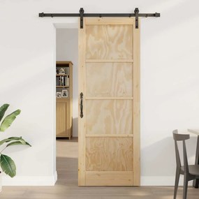 vidaXL Συρόμενη Πόρτα με Σετ Εξαρτημάτων 78x211 cm Σταθερό Ξύλο Πεύκου