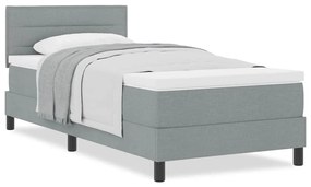 vidaXL Κρεβάτι box spring με στρώμα Ανοιχτό γκρι 90 x 200 cm ύφασμα