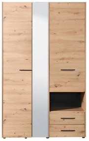 Ντουλάπα Leon με Καθρέφτη 3K2FO Artisan Oak 127.5x55x205.5 εκ. 127.5x55x205.5 εκ.