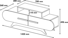 Έπιπλο Τηλεόρασης Καρυδιά / Κρέμ RASE 145x36,8x49,8
