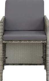 vidaXL Πολυθρόνες Εξωτερικού Χώρου 2 τεμ. Γκρι Συνθ.Ρατάν με Μαξιλάρια