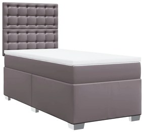 vidaXL Κρεβάτι Boxspring με Στρώμα Γκρι 80 x 200 εκ. Συνθετικό Δέρμα