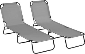 Σετ 2 ξαπλώστρες κήπου πτυσσόμενες με 5 θέσεις ρύθμισης πλάτης έως 120kg