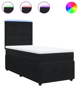 vidaXL Κρεβάτι Boxspring με Στρώμα Μαύρο 80 x 200 εκ. Βελούδινο