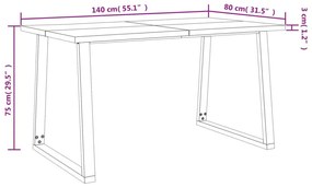 Τραπεζαρία με Φυσικό Περίγραμμα 140x80x75 εκ Μασίφ Ξύλο Ακακίας - Καφέ