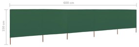 Προστατευτικό Αέρα με 5 Πάνελ Πράσινο 600 x 120 εκ. Υφασμάτινο - Πράσινο