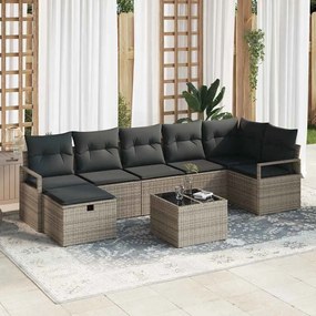 vidaXL Σετ Καναπέ Κήπου 8 pcs Γκρι 287 x 122 x 85 εκ Πολυ ράταν