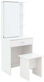 Κονσόλα Με Καθρέπτη Και Σκαμπό Zelia 249-000025 60x40,5x151cm White Particle Board, Melamine