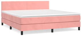 vidaXL Κρεβάτι Boxspring με Στρώμα Ροζ 160x200 εκ. Βελούδινο