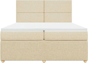 vidaXL Κρεβάτι Boxspring με Στρώμα Κρεμ 200x200 εκ. Υφασμάτινο