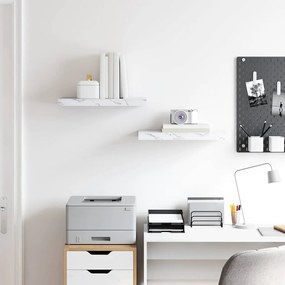 vidaXL Ράφι Τοίχου Επιτοίχιο 2 pcs Λευκό Μάρμαρο 50 x 23,5 x 4 εκ