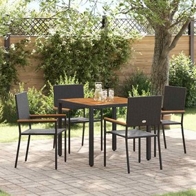 vidaXL Σέτ φαγητού για κήπο 5 pcs Μαύρο, Καφέ 90 x 90 x 75 cm
