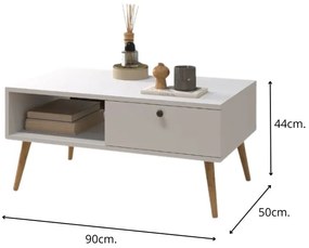 Τραπεζάκι σαλονιού Napoli Megapap χρώμα λευκό 90x50x44εκ.