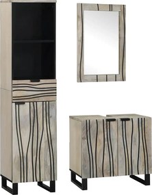 vidaXL Σετ Επίπλων Μπάνιου με συρτάρι 3 pcs Λευκό Επεξεργασμένο ξύλο