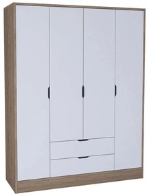 Ντουλάπα Τετράφυλλη Nisan 350MWD1130 170x45x183cm Light Walnut-White Four Door