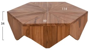 COFFEE TABLE HEXAGON  TEAK WOOD IN NATURAL  114x99x34Hcm.