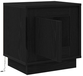 vidaXL Κομοδίνο με LED Φώτα Μαύρη Δρυς 44x34,5x45 εκ.