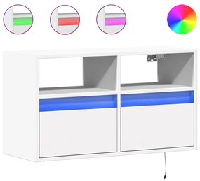 vidaXL Έπιπλο Τοίχου Τηλεόρασης με LED Λευκό 80x31x45 εκ.