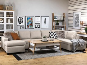 Γωνιακός Καναπές Scandinavian Choice C157, Ανοιχτό καφέ, 344x199x80cm