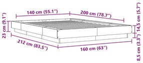 Πλαίσιο Κρεβατιού Λευκό 140 x 200 εκ. Επεξεργ. Ξύλο - Λευκό