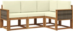 vidaXL Σειρά Καναπέ Εξωτερικού 4 pcs Φυσικό και Κρέμα Πολυεστέρας