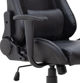 Καρέκλα γραφείου Gaming Alonso Megapap από τεχνόδερμα χρώμα μαύρο 67x70x125/135 εκ.