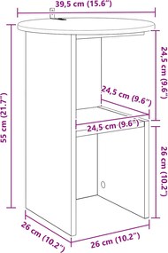 vidaXL Τραπεζάκι Πλευράς Sonoma Δρυς Ø 39,5 x 55 εκ.