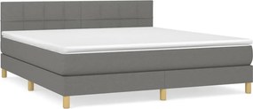 vidaXL Κρεβάτι Boxspring με Στρώμα Σκούρο Γκρι 180x200 εκ Υφασμάτιν