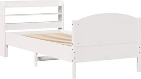 vidaXL Σκελετός Κρεβατιού Χωρίς Στρώμα Λευκό 100x200 εκ. Μασίφ Πεύκο