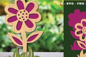 Σετ των 2 Intra απο ξύλο plywood Χρώμα wenge 3mm-4mm πάχος - Διακόσμηση με κομμένα λέιζερ λουλουδιών 3 Δίασταση 20x20 cm INTRAFABR-104050224