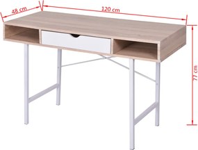 vidaXL Γραφείο με 1 Συρτάρι Χρώμα Δρυς και Λευκό