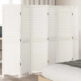 vidaXL Διαχωριστικό Χώρου με 6 Πάνελ Ρετρό Λευκό από Μασίφ Ξύλο Παυλώνιας