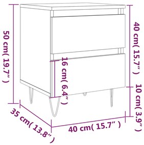 Κομοδίνο Γκρι Sonoma 40 x 35 x 50 εκ. από Επεξεργασμένο Ξύλο - Γκρι