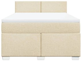 vidaXL Κρεβάτι Boxspring με Στρώμα Κρεμ 140x200 εκ. Υφασμάτινο