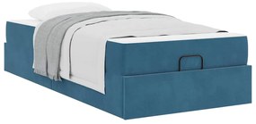 vidaXL Σκελετός Κρεβατιού με στρώμα Μπλε 100 x 200 cm Βελούδο