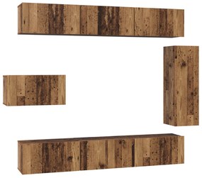 vidaXL Σετ Καθισμάτων Τηλεόρασης 8 pcs Παλιό ξύλο 30.5 x 30 x 90 cm