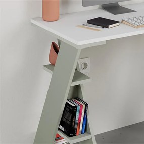 Γραφείο εργασίας Papillon Megapap χρώμα ash green - λευκό 106x50x75εκ