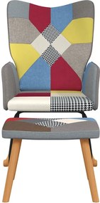 vidaXL Πολυθρόνα Κουνιστή Σχέδιο Patchwork Υφασμάτινη με Σκαμπό