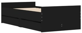 vidaXL Πλαίσιο Κρεβατιού με Συρτάρια Μαύρο 100x200 εκ.