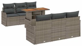 vidaXL Σετ Καναπέ Κήπου με αποθήκευση 7 pcs Γκρι Πολυ ράταν