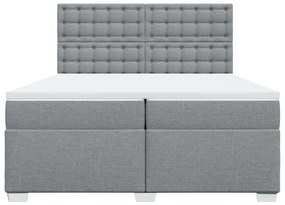 vidaXL Κρεβάτι Boxspring με Στρώμα Ανοιχτό Γκρι 200x200 εκ. Υφασμάτινο