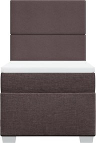 vidaXL Κρεβάτι Boxspring με Στρώμα Σκούρο Καφέ 80x200 εκ. Υφασμάτινο