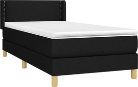 vidaXL Κρεβάτι Boxspring με Στρώμα Μαύρο 90x200 εκ. Υφασμάτινο