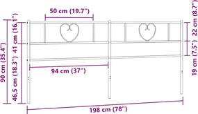 vidaXL Ανταλλακτικό κεφαλάρι Μαύρο 193 εκ. Μεταλλικό