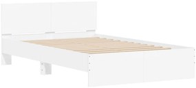 vidaXL Πλαίσιο Κρεβατιού με Κεφαλάρι/LED Λευκό 140x190 εκ.