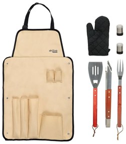 Σετ Σκεύη για Μπάρμπεκιου Aktive 7 Τεμάχια Μπάρμπεκιου Ανοξείδωτο ατσάλι 42 x 67 x 3 cm (4 Μονάδες)